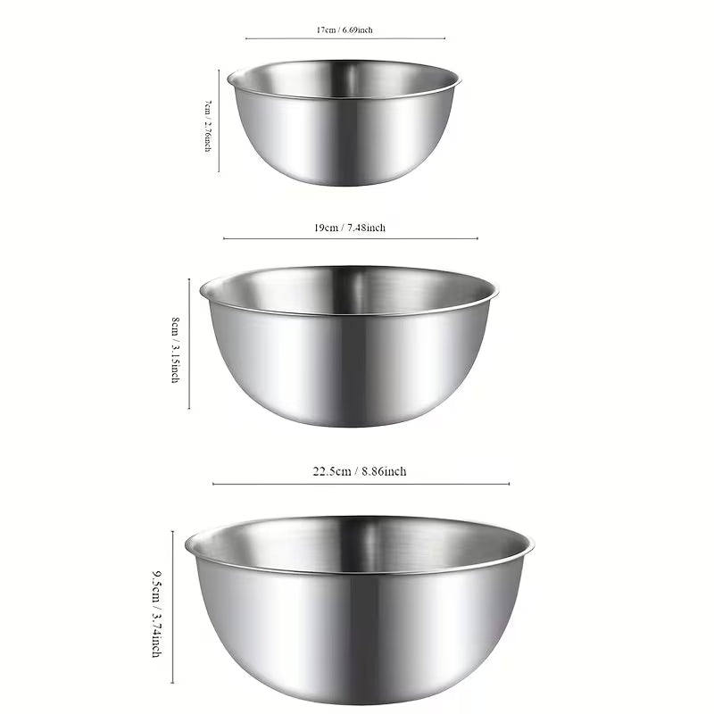 Stainless Steel Mixing Bowls Set (3 Pieces)