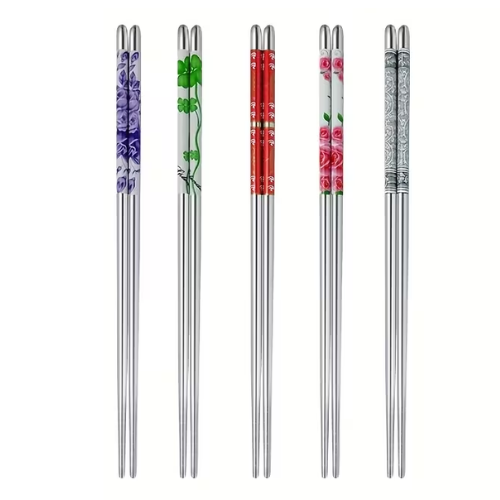 Stainless Steel Flower Chopsticks Set (5 Pairs)